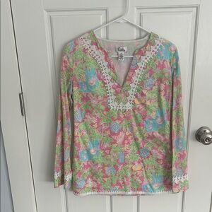 Lilly Pulitzer Pink and Green Floral Tunic